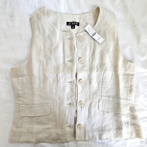 J. Crew Linen Button-Up Vest In Natural